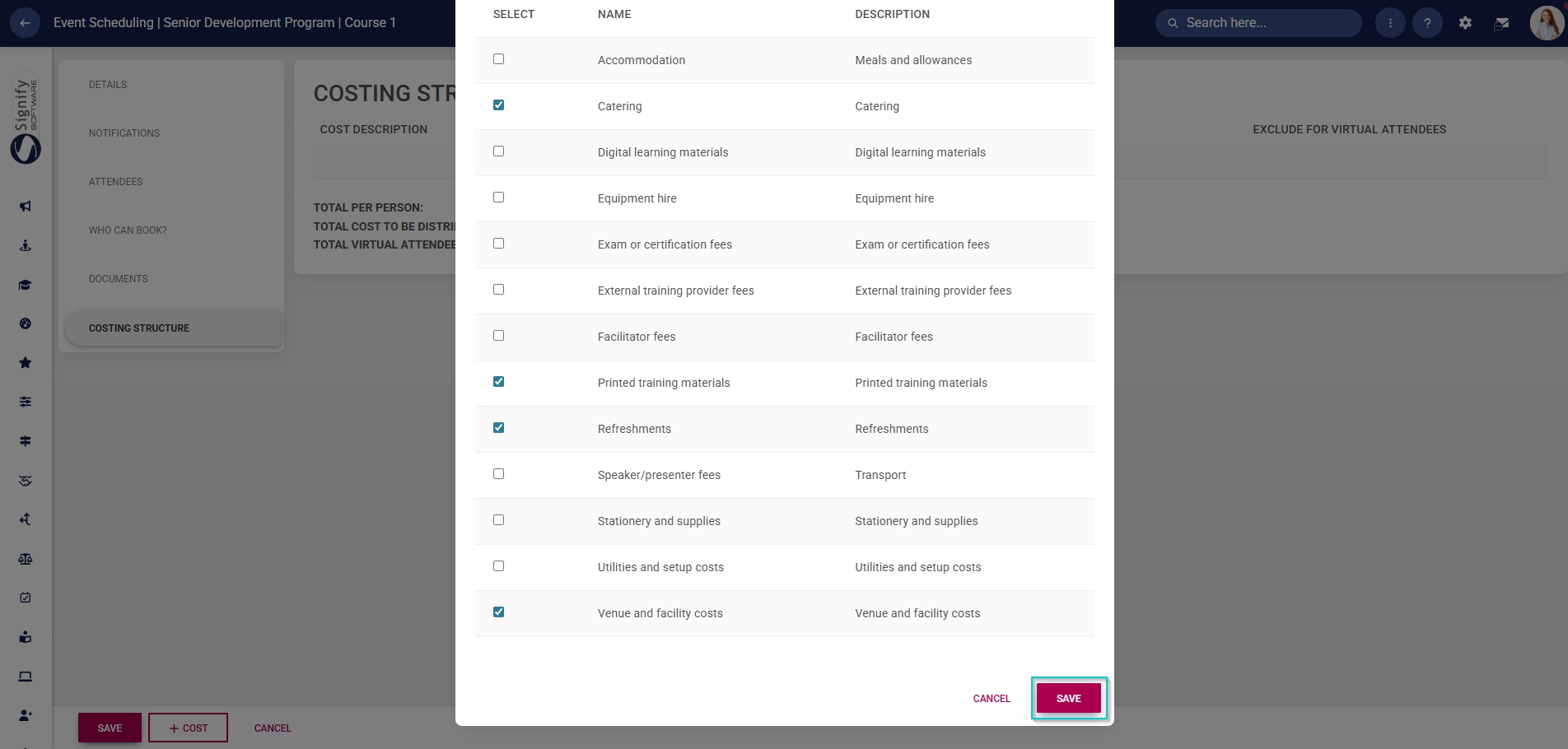 ES Create Event - Costing Structure - Add costs to event and save.jpg