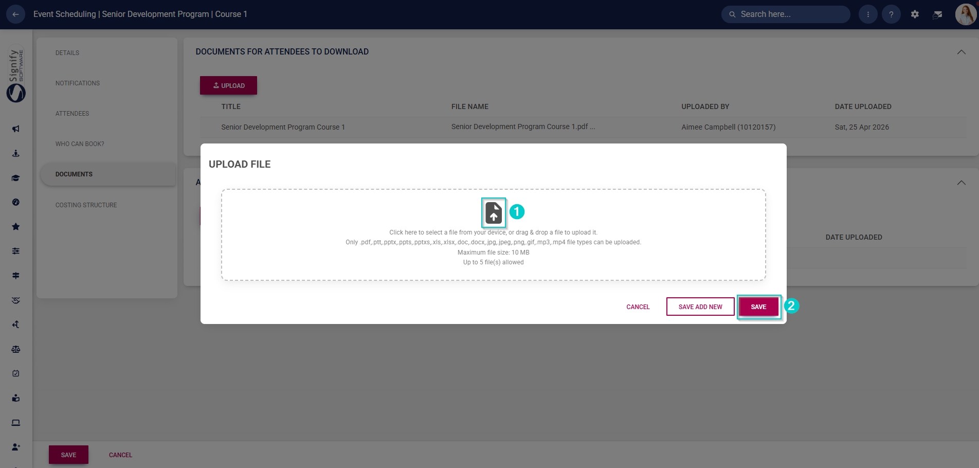 ES Create Event - Documents - Upload facilitator document and save.jpg