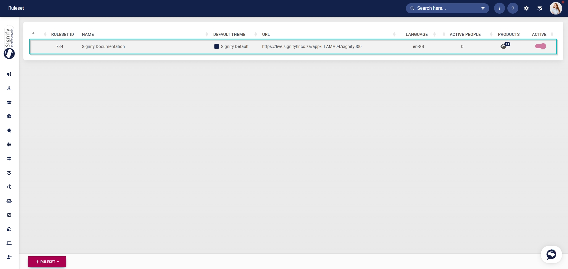 ES Setup and configuration menu - Ruleset setup - Select ruleset.jpg
