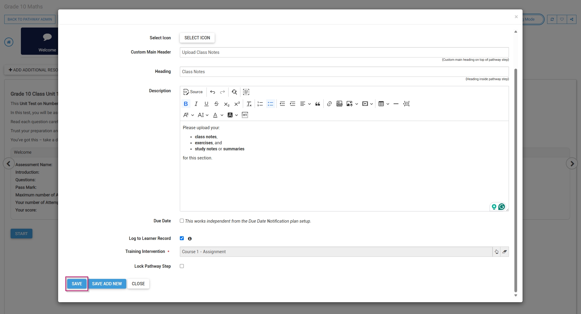 LM OS Build Pathways - Manage eLearning Library - Design pathway - Upload Document - Details - Save.jpg