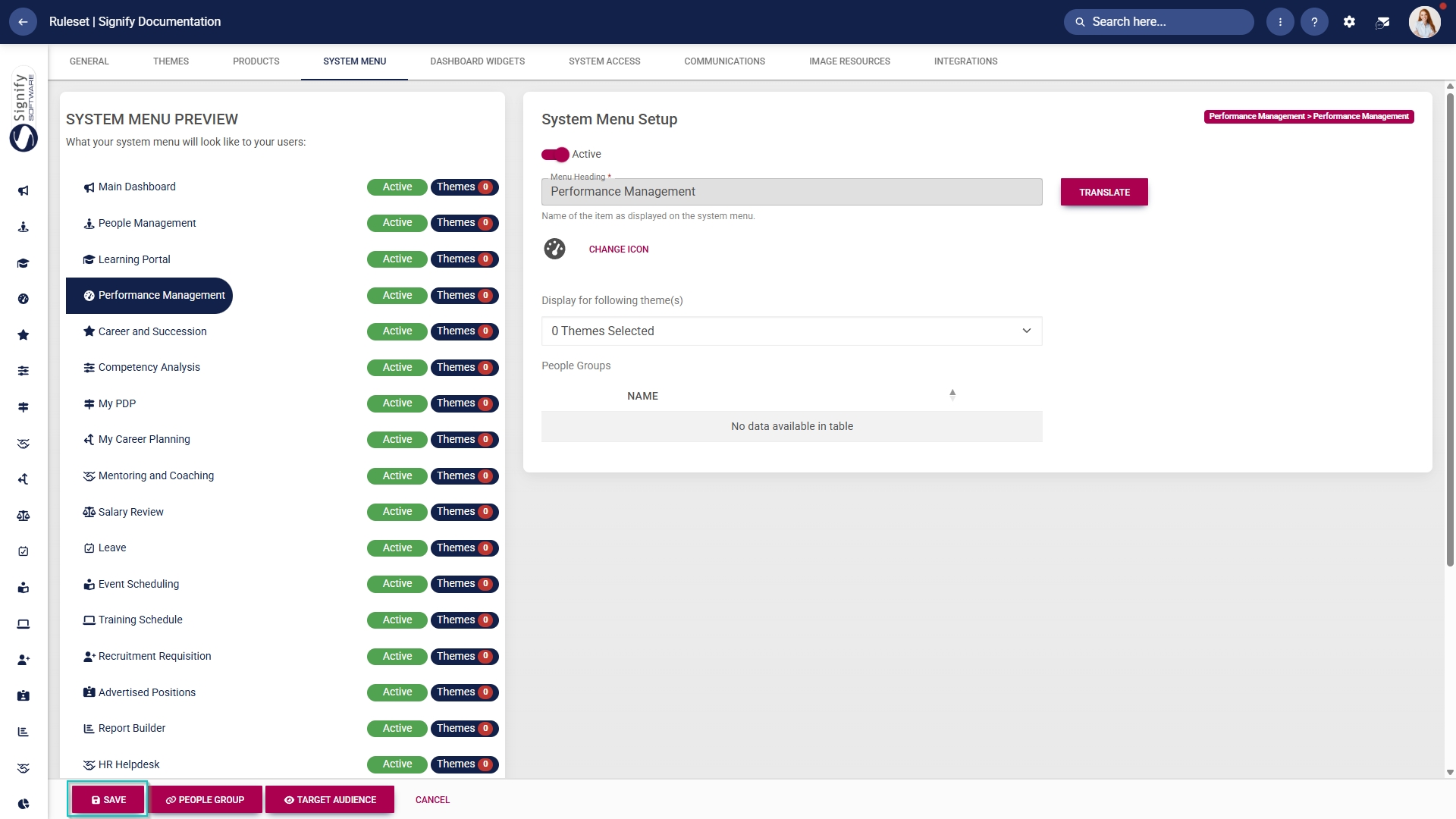 PM Product setup - activate system menu item - save.jpg