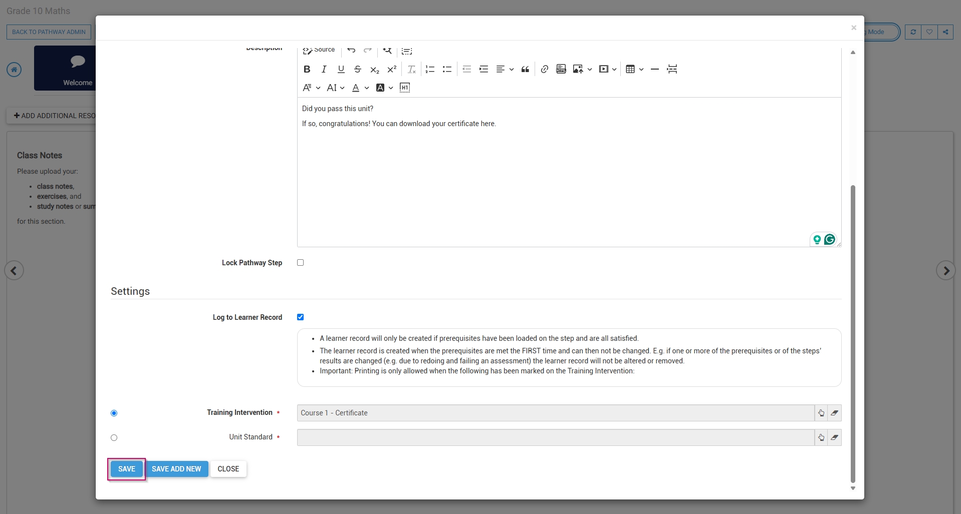 LM OS Build Pathways - Manage eLearning Library - Design pathway - Certification Point - Save.jpg